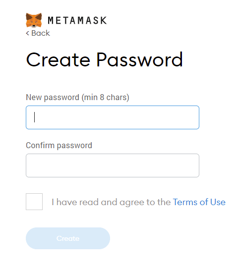 create wallet password