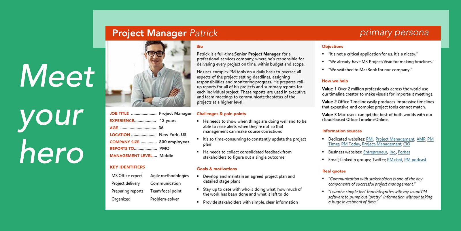 Example of user persona for a software product