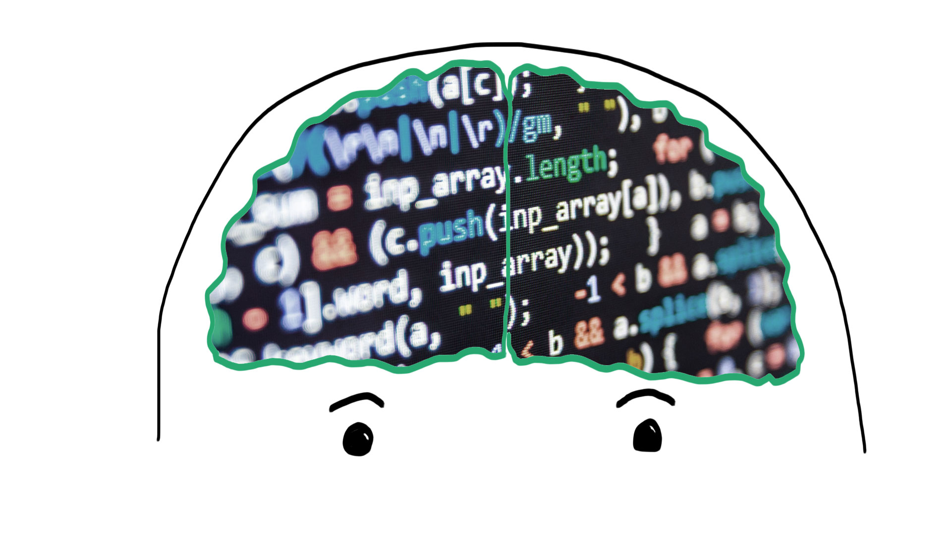 Code-mind illustration representing the developer role/mind shift brought by working with AI agents